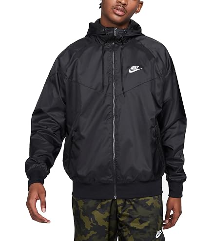 Amazon.com : Nike Mens Windrunner Hooded Track Jacket Black/Black